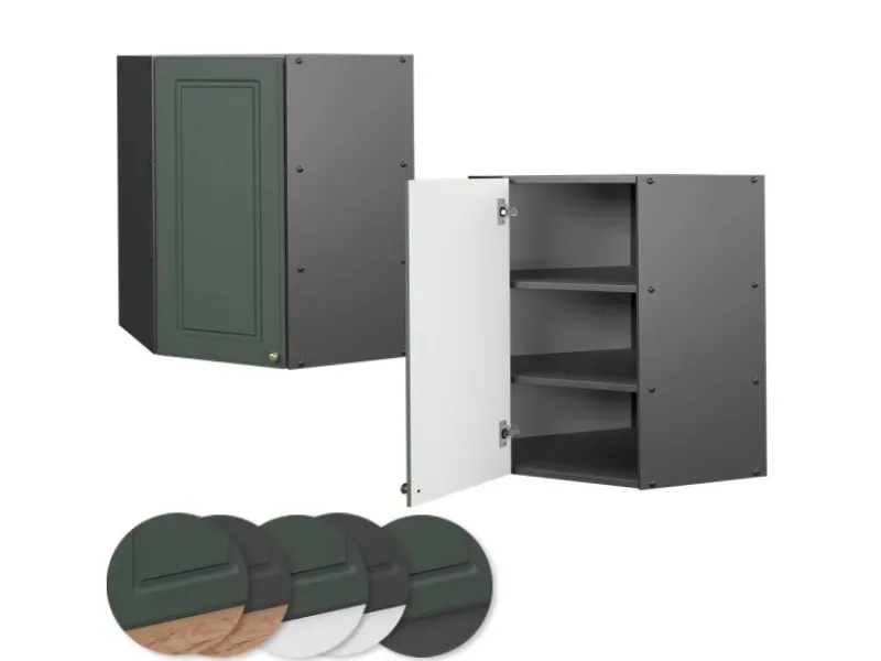 Vicco Eckhängeschrank Fame-Line Küchen-Eckschrank Grün-Gold Landhaus/Anthrazit 57 cm Küchen-Ordnungssysteme|Küchenregale