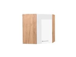 Best Vicco Eckhängeschrank R-Line Küchen-Eckschrank Hochglanz/Goldkraft Eiche 57 cm Weiß