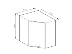 Best Vicco Eckhängeschrank R-Line Küchen-Eckschrank Hochglanz/Goldkraft Eiche 57 cm Weiß