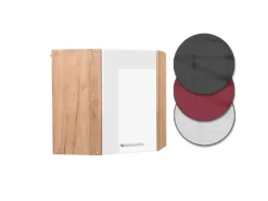 Best Vicco Eckhängeschrank R-Line Küchen-Eckschrank Hochglanz/Goldkraft Eiche 57 cm Weiß