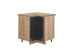 Best Vicco Eckunterschrank Fame-Line Hochglanz/Goldkraft Eiche 81 cm AP Eiche Küchenregale|Küchenschränke