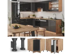Best Vicco Eckunterschrank Fame-Line Hochglanz/Goldkraft Eiche 81 cm AP Eiche Küchenregale|Küchenschränke