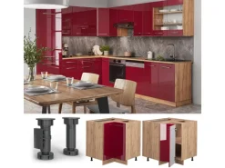 Online Vicco Eckunterschrank Fame-Line Bordeaux Hochglanz/Goldkraft Eiche 81 cm AP Eiche Küchenregale