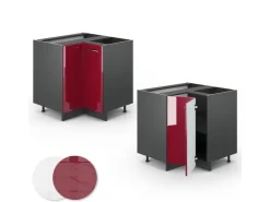 Hot Vicco Eckunterschrank Fame-Line Bordeaux Hochglanz/Anthrazit 81 cm AP Anthrazit Bordeaux-Glanz