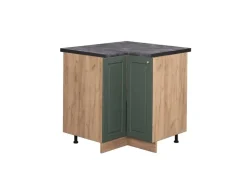 Küchenschränke<Vicco Eckunterschrank Fame-Line Grün-Gold Landhaus/Goldkraft Eiche 81 cm AP Anthrazit Dunkelgrün