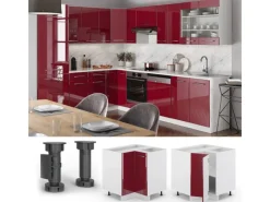 Online Vicco Eckunterschrank Fame-Line Bordeaux Hochglanz/Weiß 81 cm ohne Arbeitsplatte Küchenschränke