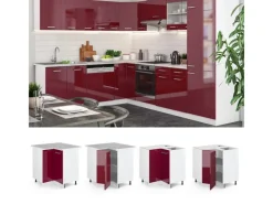 Clearance Vicco Eckunterschrank R-Line Bordeaux Hochglanz/Weiß 76 cm ohne Arbeitsplatte Küchenschränke