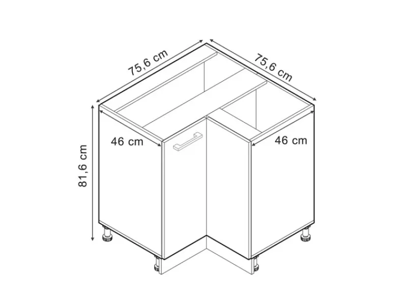 Clearance Vicco Eckunterschrank R-Line Bordeaux Hochglanz/Weiß 76 cm ohne Arbeitsplatte Küchenschränke