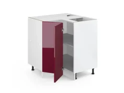 Clearance Vicco Eckunterschrank R-Line Bordeaux Hochglanz/Weiß 76 cm ohne Arbeitsplatte Küchenschränke