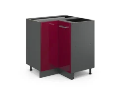 Hot Vicco Eckunterschrank R-Line Bordeaux Hochglanz/Anthrazit 76 cm ohne Arbeitsplatte Küchenregale