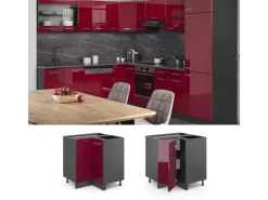 Hot Vicco Eckunterschrank R-Line Bordeaux Hochglanz/Anthrazit 76 cm ohne Arbeitsplatte Küchenregale