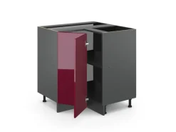 Hot Vicco Eckunterschrank R-Line Bordeaux Hochglanz/Anthrazit 76 cm ohne Arbeitsplatte Küchenregale