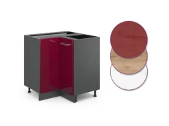 Hot Vicco Eckunterschrank R-Line Bordeaux Hochglanz/Anthrazit 76 cm ohne Arbeitsplatte Küchenregale