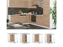 Best Vicco Eckunterschrank R-Line Küchen Eckschrank Sonoma/Weiß 76 cm ohne Arbeitsplatte Sonoma Eiche