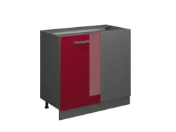 New Vicco Eckunterschrank R-Line Bordeaux Hochglanz/Anthrazit 86 cm ohne Arbeitsplatte Küchenschränke