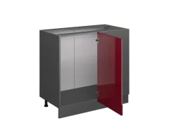 New Vicco Eckunterschrank R-Line Bordeaux Hochglanz/Anthrazit 86 cm ohne Arbeitsplatte Küchenschränke
