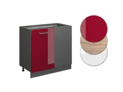New Vicco Eckunterschrank R-Line Bordeaux Hochglanz/Anthrazit 86 cm ohne Arbeitsplatte Küchenschränke