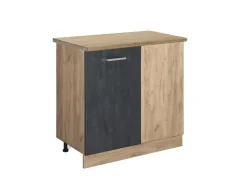 Discount Vicco Eckunterschrank R-Line Schwarz Beton/Goldkraft Eiche 86 cm AP Eiche Beton Anthrazit