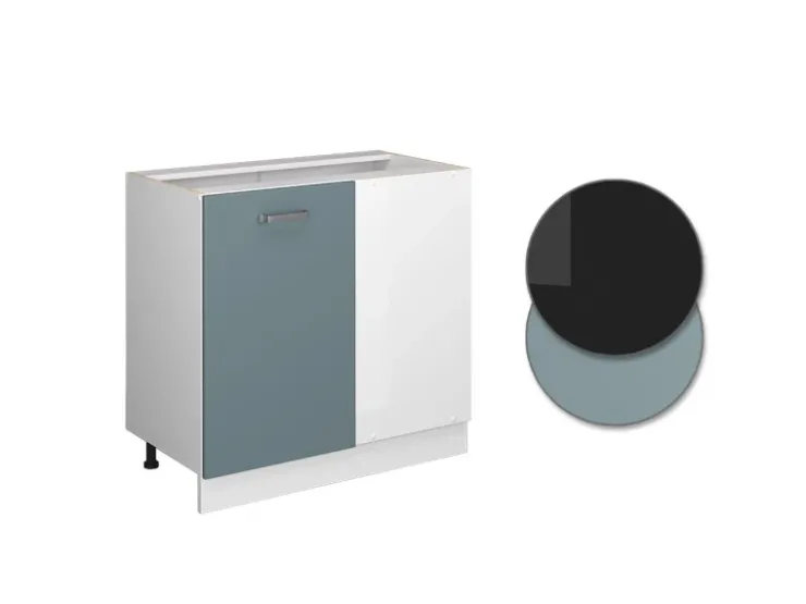 Vicco Eckunterschrank R-Line Küchen Eckschrank Blau-Grau/Weiß 86 cm ohne Arbeitsplatte Blaugrau