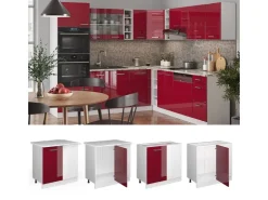 Sale Vicco Eckunterschrank R-Line Bordeaux Hochglanz/Weiß 86 cm AP Marmor Bordeaux-Glanz