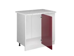 Sale Vicco Eckunterschrank R-Line Bordeaux Hochglanz/Weiß 86 cm AP Marmor Bordeaux-Glanz