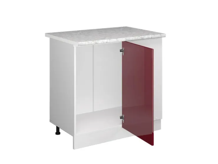 Sale Vicco Eckunterschrank R-Line Bordeaux Hochglanz/Weiß 86 cm AP Marmor Bordeaux-Glanz
