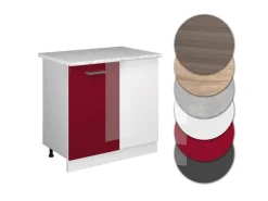 Sale Vicco Eckunterschrank R-Line Bordeaux Hochglanz/Weiß 86 cm AP Marmor Bordeaux-Glanz