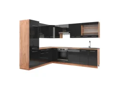 Clearance Vicco Fame-Line Eckküche /Goldkraft Eiche 227 x 287 cm AP Eiche ohne E-Geräte Anthrazit Hochglanz