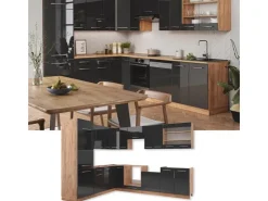 Clearance Vicco Fame-Line Eckküche /Goldkraft Eiche 227 x 287 cm AP Eiche ohne E-Geräte Anthrazit Hochglanz