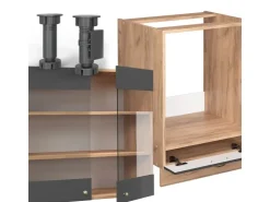 Winkelküchen<Vicco Fame-Line Eckküche Anthrazit Landhaus/Goldkraft Eiche 160 x 190 cm AP Anthrazit ohne E-Geräte Anthrazit Struktur