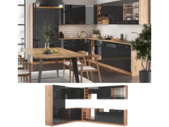 Clearance Vicco Fame-Line Eckküche /Goldkraft Eiche 347 x 257 cm AP Marmor ohne E-Geräte Winkelküchen