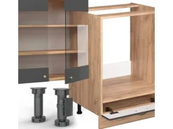 Winkelküchen|Einbauküchen<Vicco Fame-Line Eckküche Anthrazit Landhaus/Goldkraft Eiche 347 x 257 cm ohne Arbeitsplatte ohne E-Geräte Anthrazit Struktur