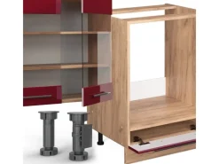 Hot Vicco Fame-Line Eckküche Bordeaux Hochglanz/Goldkraft Eiche 347 x 257 cm AP Marmor ohne E-Geräte Winkelküchen