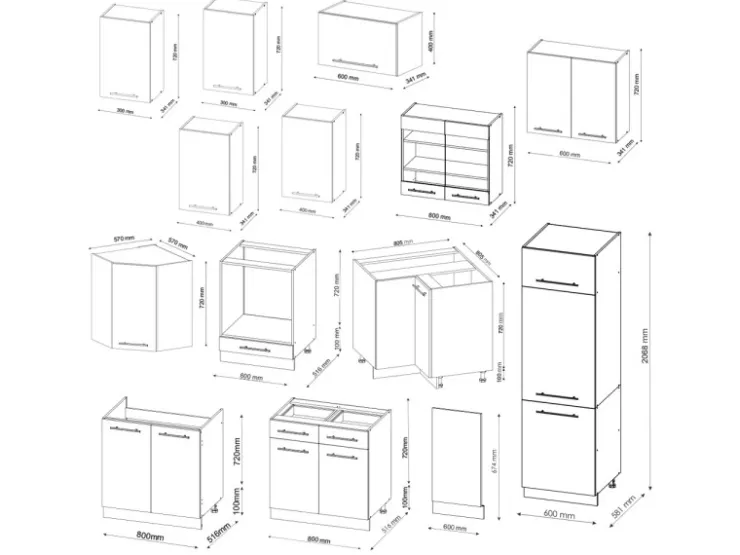 Winkelküchen<Vicco Fame-Line Eckküche Bordeaux Hochglanz/Anthrazit 227 x 60 cm ohne Arbeitsplatte ohne E-Geräte Brilliant Bordeaux