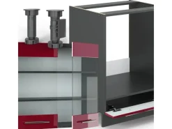 New Vicco Fame-Line Eckküche Bordeaux Hochglanz/Anthrazit 160 x 190 cm AP Anthrazit ohne E-Geräte Winkelküchen