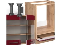 Online Vicco Fame-Line Eckküche Bordeaux Hochglanz/Goldkraft Eiche 227 x 60 cm ohne Arbeitsplatte ohne E-Geräte Winkelküchen