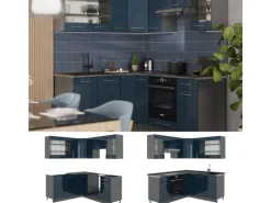 Discount Vicco Fame-Line Eckküche Hochglanz/Anthrazit 160 x 190 cm AP Marmor ohne E-Geräte Winkelküchen
