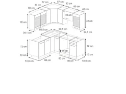 Discount Vicco Fame-Line Eckküche Hochglanz/Anthrazit 160 x 190 cm AP Marmor ohne E-Geräte Winkelküchen