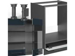 Discount Vicco Fame-Line Eckküche Hochglanz/Anthrazit 160 x 190 cm AP Marmor ohne E-Geräte Winkelküchen