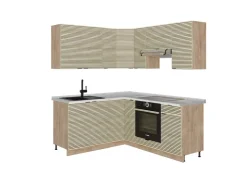 Discount Vicco Fame-Line Eckküche Eiche Paneel/Goldkraft Eiche 160 x 190 cm AP Marmor ohne E-Geräte Berghütten Eiche