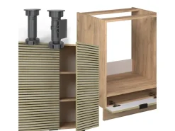 Discount Vicco Fame-Line Eckküche Eiche Paneel/Goldkraft Eiche 160 x 190 cm AP Marmor ohne E-Geräte Berghütten Eiche
