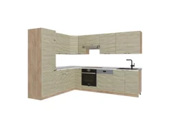 Discount Vicco Fame-Line Eckküche Eiche Paneel/Goldkraft Eiche 227 x 287 cm AP Marmor ohne E-Geräte Winkelküchen