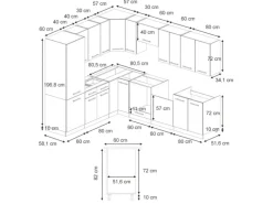Discount Vicco Fame-Line Eckküche Eiche Paneel/Goldkraft Eiche 227 x 287 cm AP Marmor ohne E-Geräte Winkelküchen