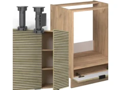 Discount Vicco Fame-Line Eckküche Eiche Paneel/Goldkraft Eiche 227 x 287 cm AP Marmor ohne E-Geräte Winkelküchen