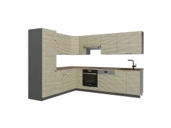 Clearance Vicco Fame-Line Eckküche Eiche Paneel/Anthrazit 227 x 287 cm AP Eiche ohne E-Geräte Brauhaus Eiche