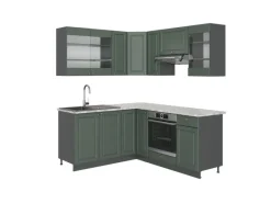 Outlet Vicco Fame-Line Eckküche -Gold Landhaus/Anthrazit 160 x 190 cm AP Marmor ohne E-Geräte Winkelküchen|Einbauküchen