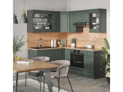 Outlet Vicco Fame-Line Eckküche -Gold Landhaus/Anthrazit 160 x 190 cm AP Marmor ohne E-Geräte Winkelküchen|Einbauküchen