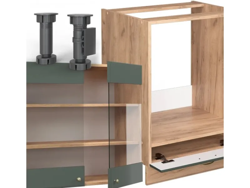 Clearance Vicco Fame-Line Eckküche -Gold Landhaus/Goldkraft Eiche 227 x 287 cm AP Eiche ohne E-Geräte Winkelküchen