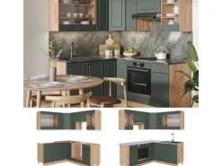 Outlet Vicco Fame-Line Eckküche -Gold Landhaus/Goldkraft Eiche 160 x 190 cm AP Anthrazit ohne E-Geräte Winkelküchen