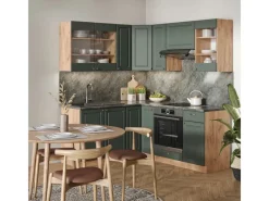 Outlet Vicco Fame-Line Eckküche -Gold Landhaus/Goldkraft Eiche 160 x 190 cm AP Anthrazit ohne E-Geräte Winkelküchen